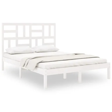 Cadre de lit sans matelas blanc bois massif 140x200 cm