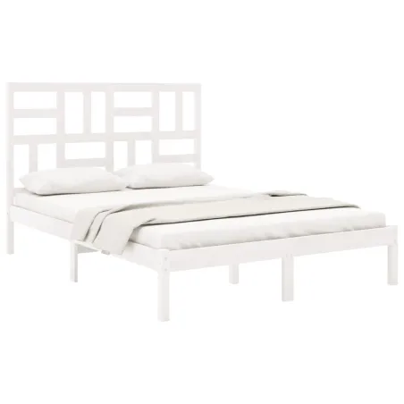 Cadre de lit sans matelas blanc bois massif 140x200 cm