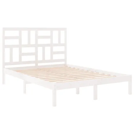 Cadre de lit sans matelas blanc bois massif 150x200 cm