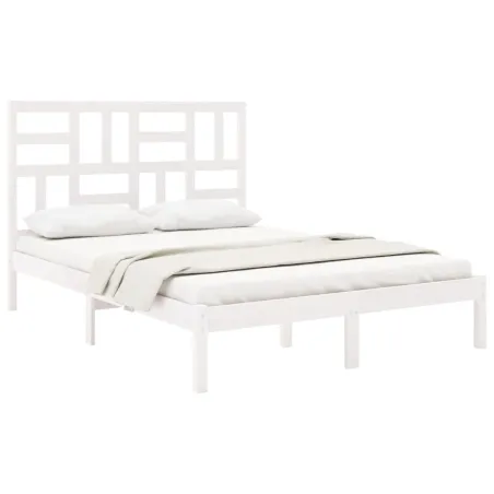 Cadre de lit sans matelas blanc bois massif 160x200 cm