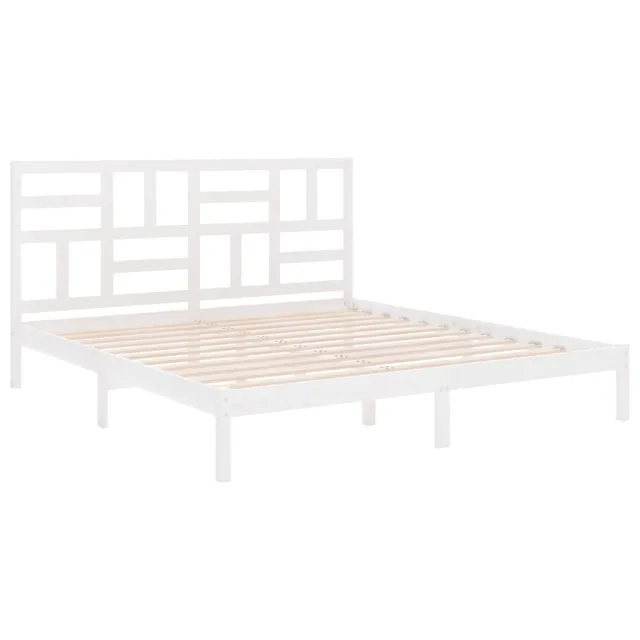 Cadre de lit sans matelas blanc bois massif 180x200 cm