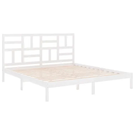 Cadre de lit sans matelas blanc bois massif 180x200 cm