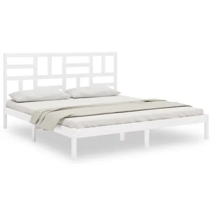 Cadre de lit sans matelas blanc bois massif 200x200 cm 2