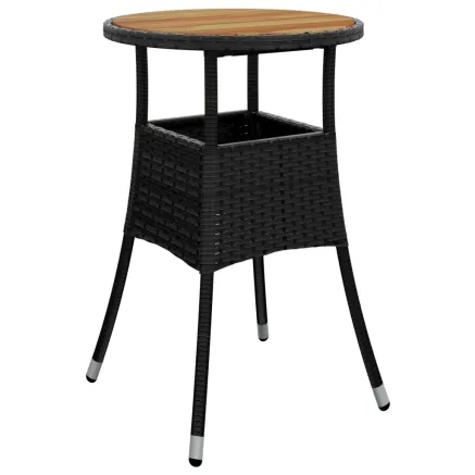 Table de jardin Ø60x75 cm Acacia et résine tressée Noir 2