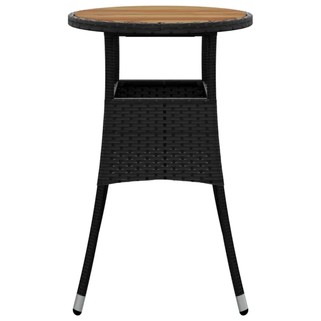 Table de jardin Ø60x75 cm Acacia et résine tressée Noir