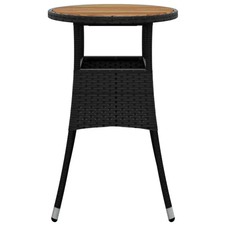 Table de jardin Ø60x75 cm Acacia et résine tressée Noir