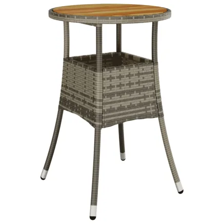 Table de jardin Ø60x75 cm Acacia et résine tressée Gris 2