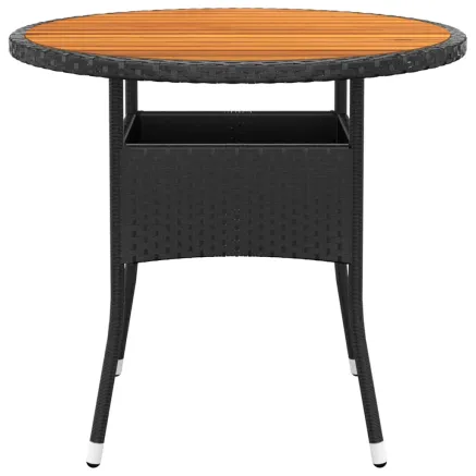 Table de jardin Ø80x75 cm Résine tressée et bois d'acacia Noir 2