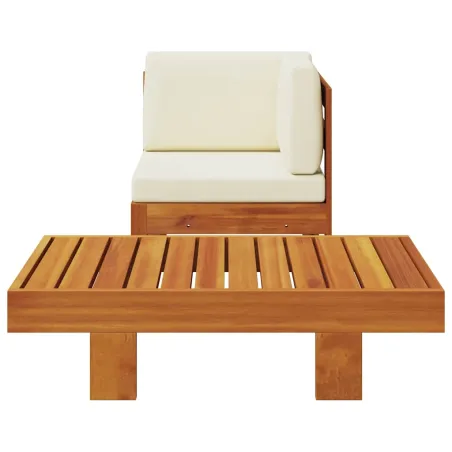 Salon de jardin 2 pcs avec coussins blanc crème Bois d'acacia