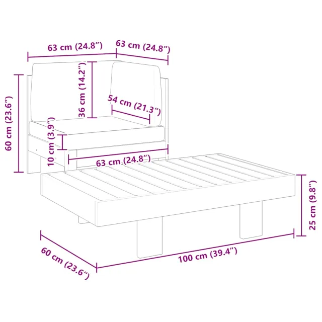 Salon de jardin 2 pcs avec coussins blanc crème Bois d'acacia