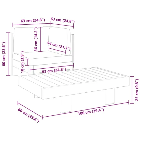 Salon de jardin 2 pcs avec coussins blanc crème Bois d'acacia