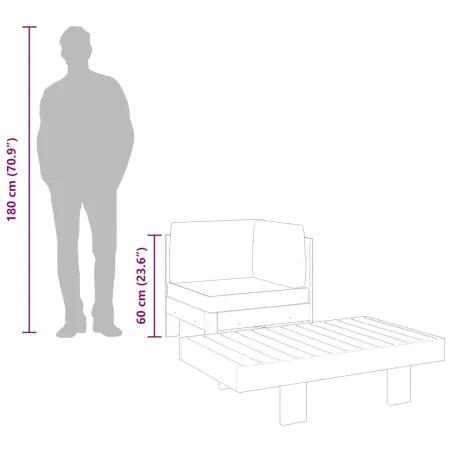 Salon de jardin 2 pcs avec coussins blanc crème Bois d'acacia