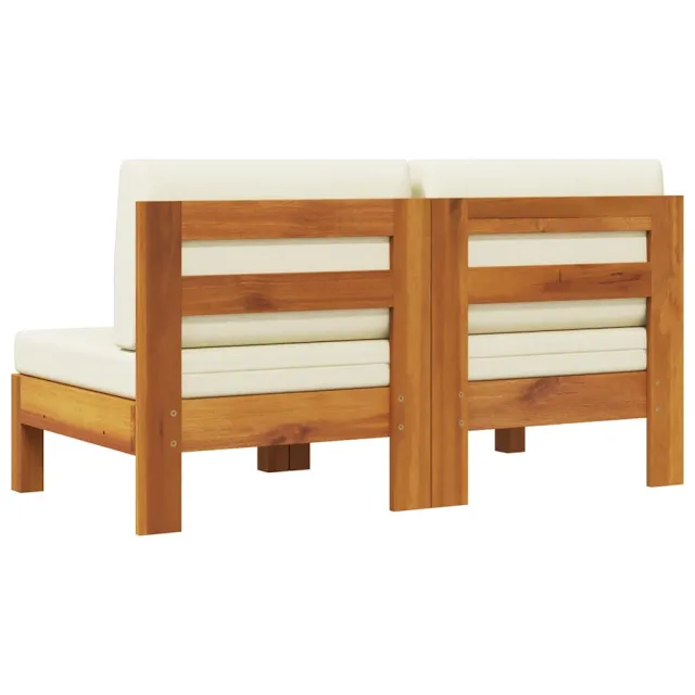 Canapés centraux 2 pcs avec coussins blanc crème Acacia solide