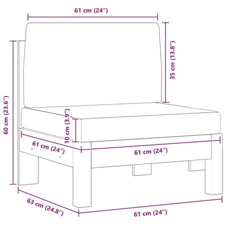 Canapés centraux 2 pcs avec coussins blanc crème Acacia solide