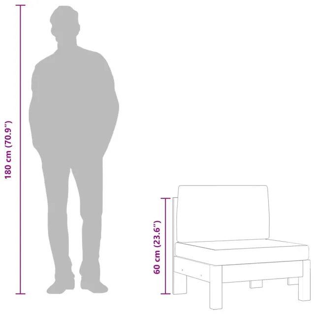 Canapés centraux 2 pcs avec coussins blanc crème Acacia solide