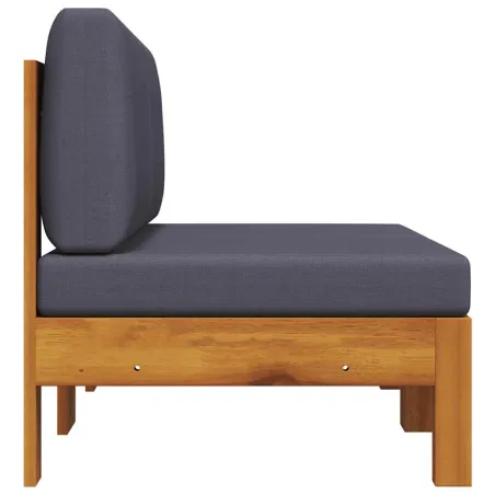 Canapés centraux 2 pcs avec coussins gris foncé Acacia solide