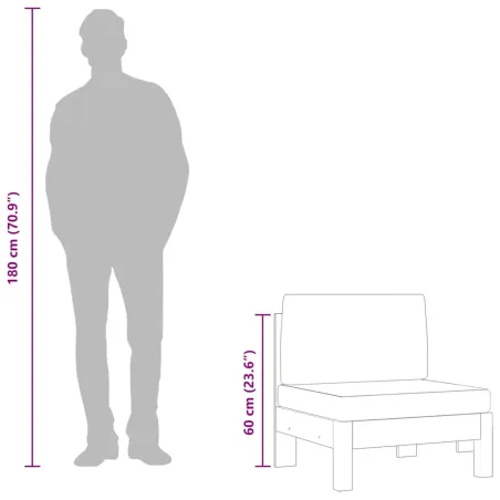 Canapés centraux 2 pcs avec coussins gris foncé Acacia solide