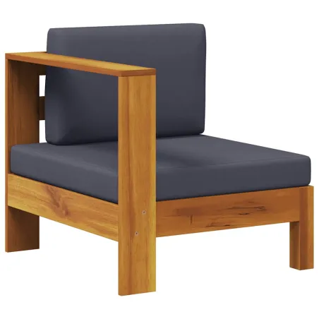 Canapé central avec 1 accoudoir Gris foncé Acacia solide