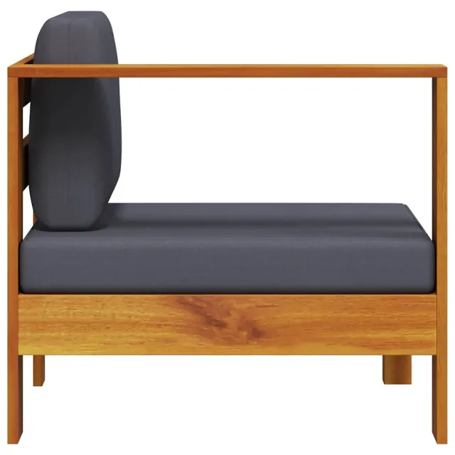 Canapé central avec 1 accoudoir Gris foncé Acacia solide