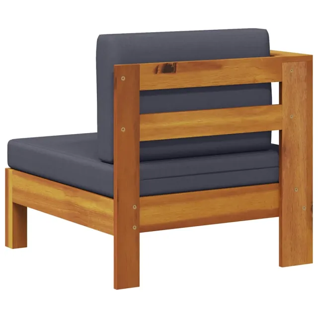 Canapé central avec 1 accoudoir Gris foncé Acacia solide