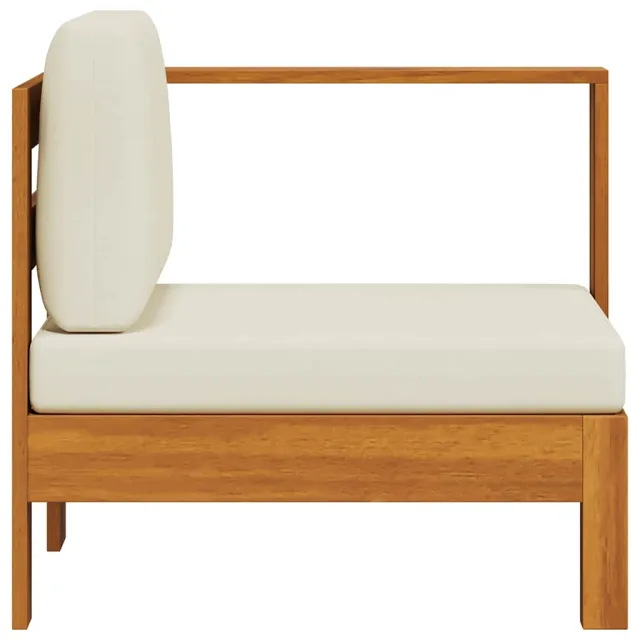 Canapé central avec 1 accoudoir Blanc crème Acacia solide