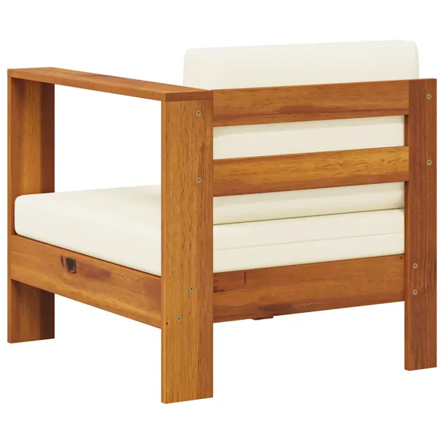 Canapé central avec 1 accoudoir Blanc crème Acacia solide