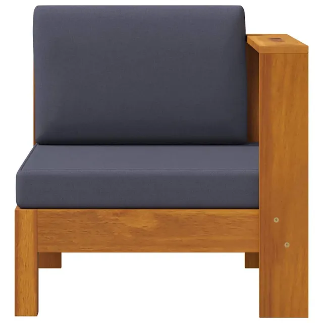 Canapé central avec 1 accoudoir Gris foncé Acacia solide