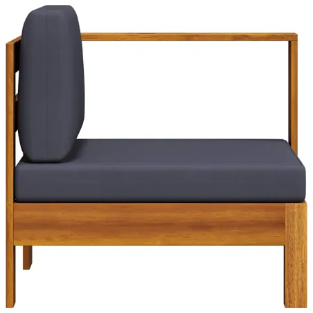 Canapé central avec 1 accoudoir Gris foncé Acacia solide