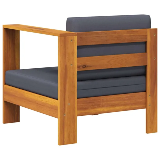 Canapé central avec 1 accoudoir Gris foncé Acacia solide