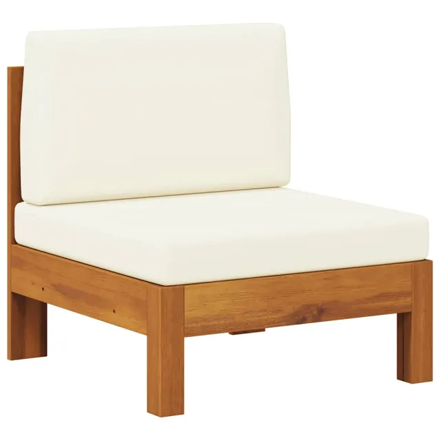 Canapé central avec coussins blanc crème Bois d'acacia solide