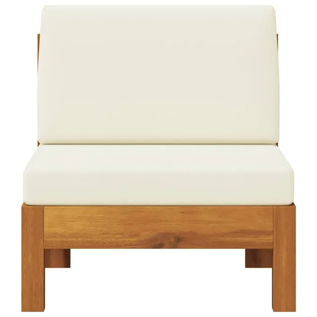 Canapé central avec coussins blanc crème Bois d'acacia solide