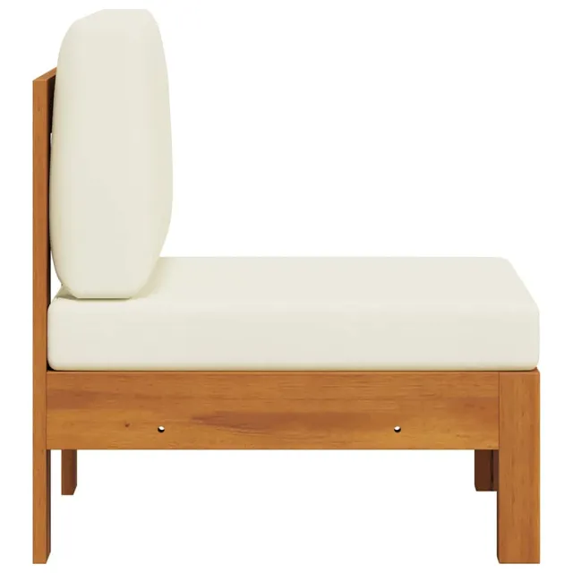 Canapé central avec coussins blanc crème Bois d'acacia solide