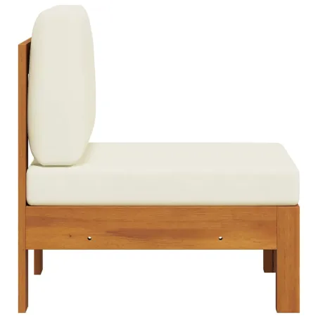 Canapé central avec coussins blanc crème Bois d'acacia solide
