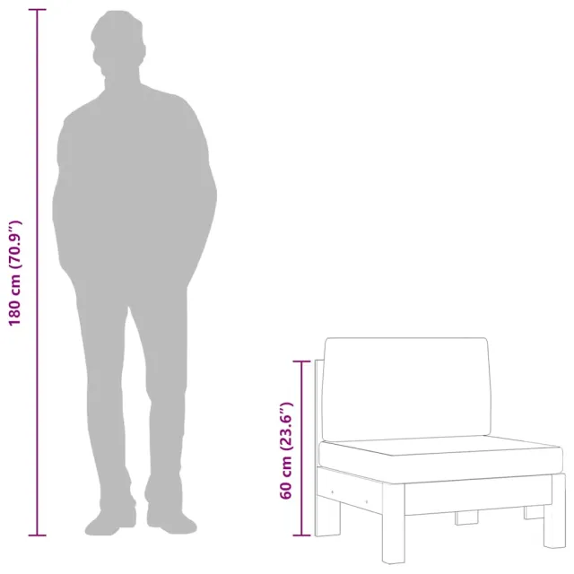 Canapé central avec coussins blanc crème Bois d'acacia solide