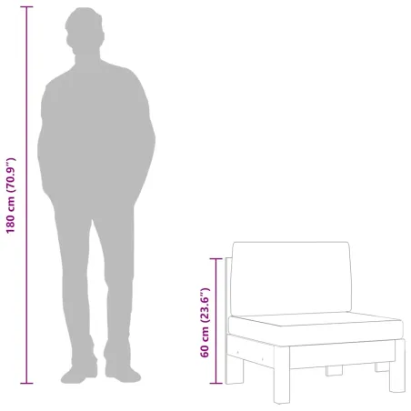 Canapé central avec coussins blanc crème Bois d'acacia solide