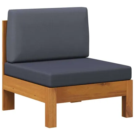 Canapé central avec coussins gris foncé Bois d'acacia solide 2