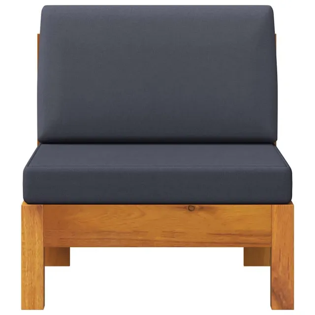 Canapé central avec coussins gris foncé Bois d'acacia solide