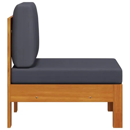 Canapé central avec coussins gris foncé Bois d'acacia solide