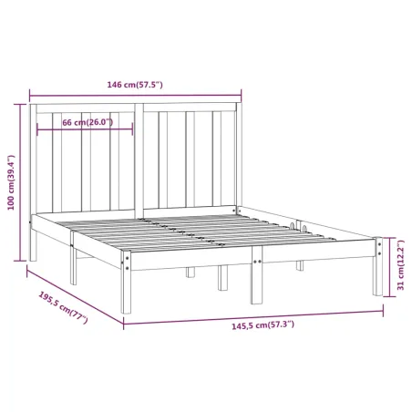Cadre de lit sans matelas 140x190 cm bois de pin massif