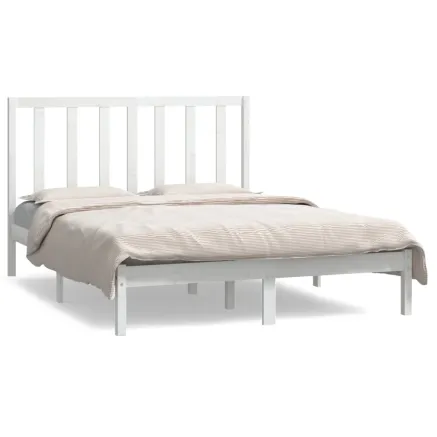 Cadre de lit sans matelas blanc 140x190 cm bois de pin massif 2