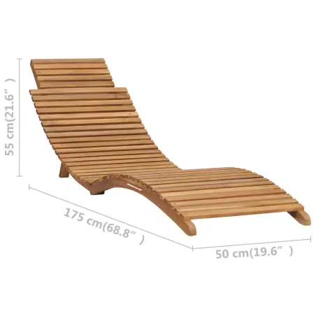 Chaise longue pliable avec table Bois de teck solide