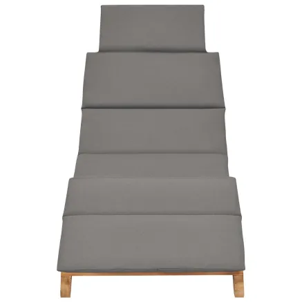 Chaise longue pliable avec coussin gris foncé Bois de teck 2