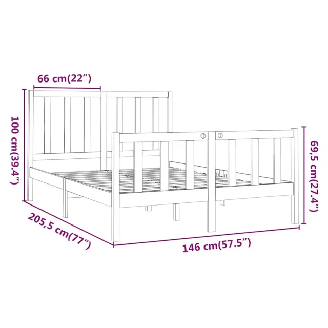Cadre de lit sans matelas 140x190 cm bois de pin massif