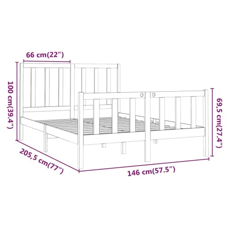 Cadre de lit sans matelas 140x190 cm bois de pin massif