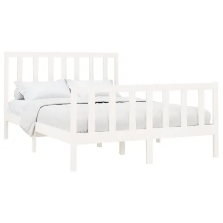 Cadre de lit sans matelas blanc 140x190 cm bois de pin massif