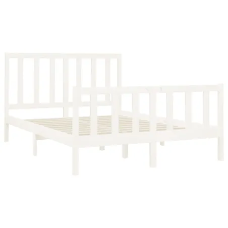 Cadre de lit sans matelas blanc 140x190 cm bois de pin massif