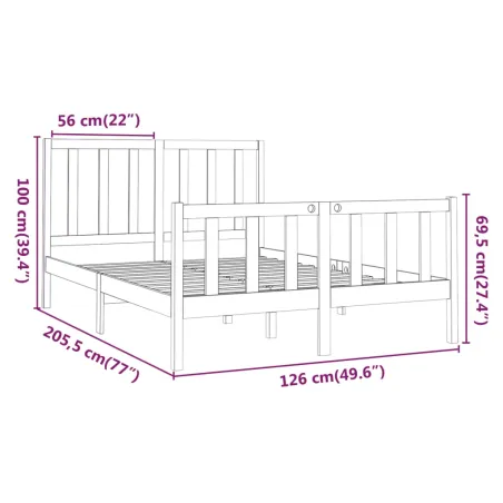 Cadre de lit sans matelas 120x200 cm bois de pin massif