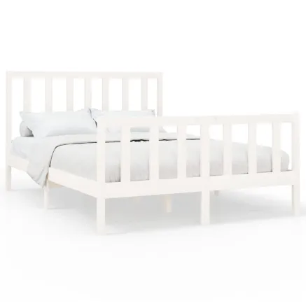 Cadre de lit sans matelas blanc 140x200 cm bois de pin massif 2