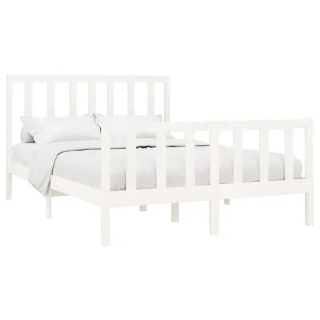Cadre de lit sans matelas blanc 140x200 cm bois de pin massif