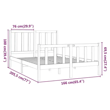 Cadre de lit sans matelas 160x200 cm bois massif de pin